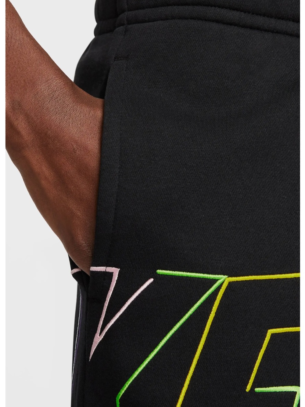 Nike Club Fleece Black Sweatpants with Multicolor Embroidered Graphic size S - Picture 3 of 12